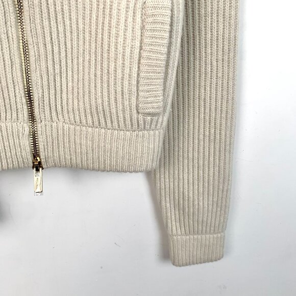 Miu Miu Womens Apricot Wool & Cashmere Blend Zipper Knit Coat With Logo Embroide - Picture 4 of 8